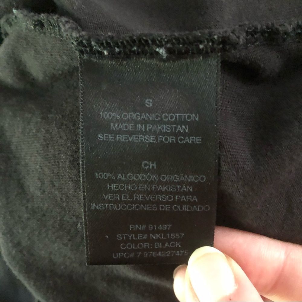 Norma Kamali Black Splatter V-Neck Organic Cotton Tee Size Small Art To Wear View 4